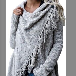 Gray Fringe Sweater